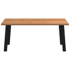 Eettafel Rechthoekig 180X120X74 Cm Massief Eikenhout Lichtbruin Zwart