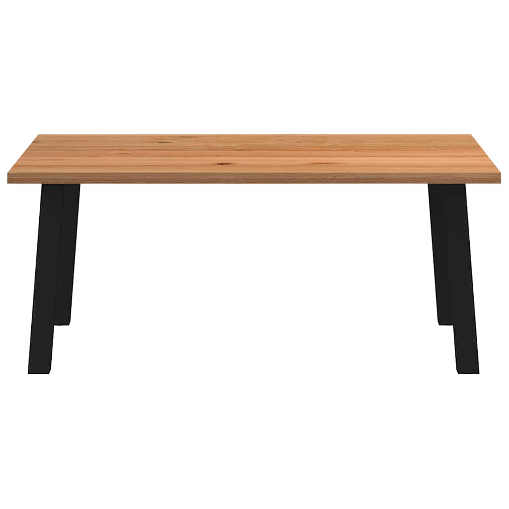 Eettafel Rechthoekig 180X120X74 Cm Massief Eikenhout Lichtbruin Zwart