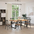 Eettafel Rechthoekig 180X120X74 Cm Massief Eikenhout Lichtbruin Zwart