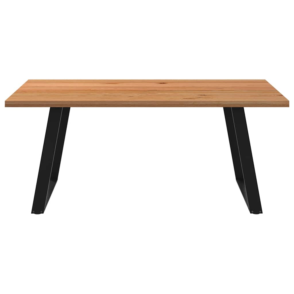 Eettafel Rechthoekig 180X120X74 Cm Massief Eikenhout Lichtbruin Zwart