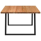 Eettafel Rechthoekig 180X120X74 Cm Massief Eikenhout Lichtbruin Zwart