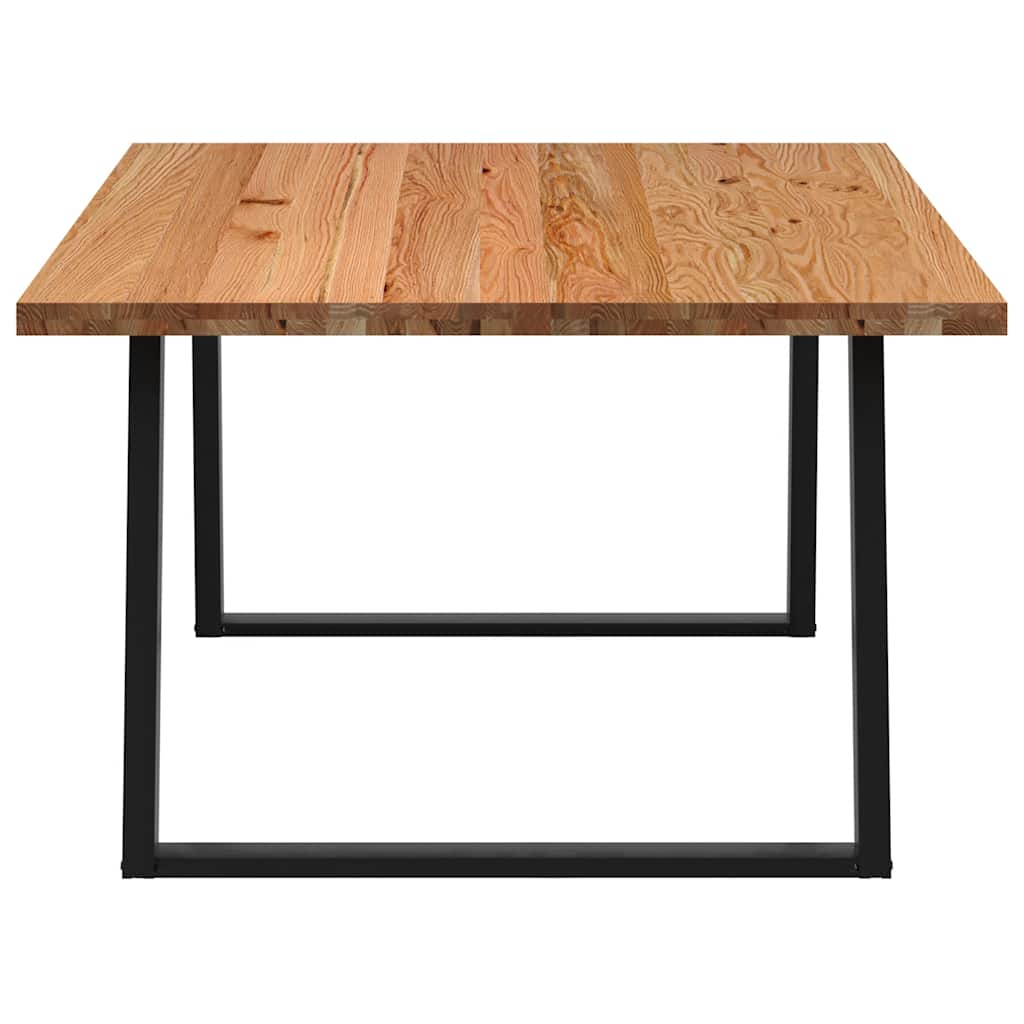 Eettafel Rechthoekig 180X120X74 Cm Massief Eikenhout Lichtbruin Zwart