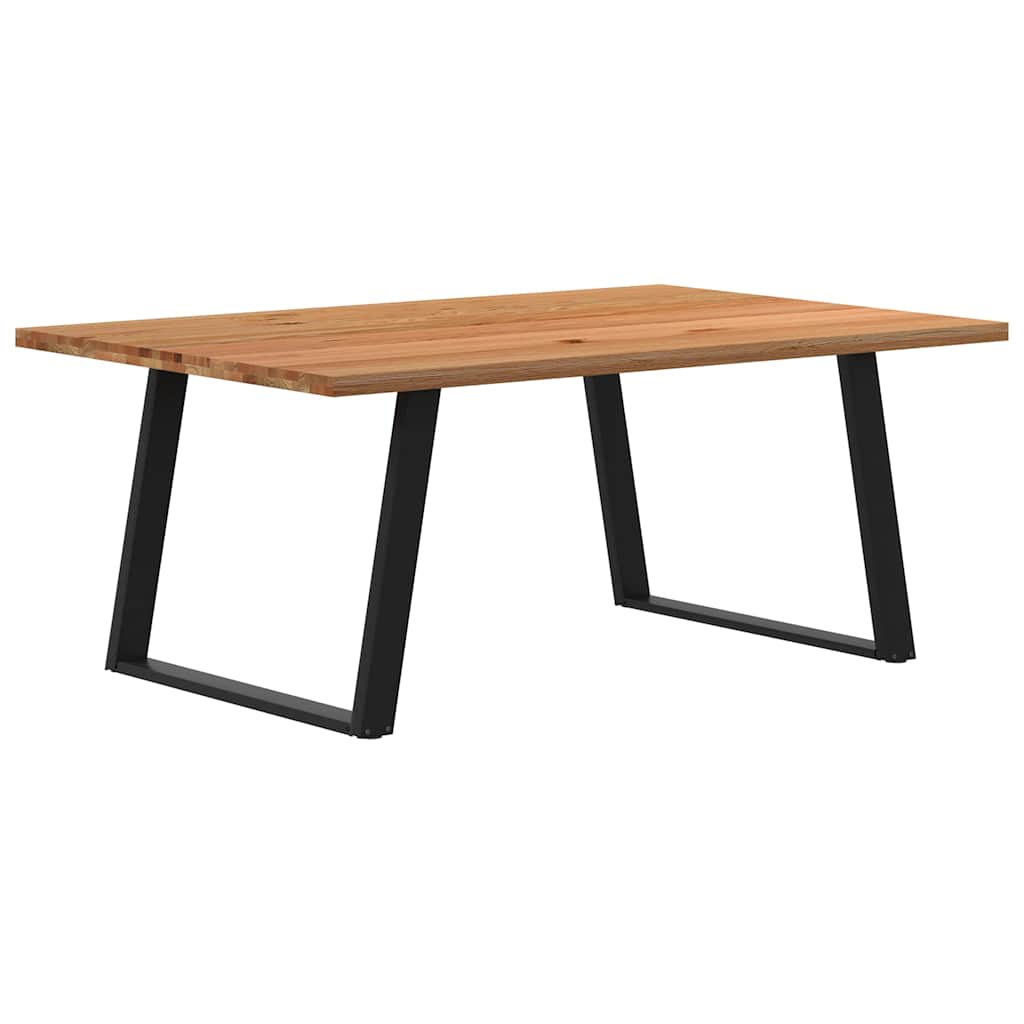 Eettafel Rechthoekig 180X120X74 Cm Massief Eikenhout Lichtbruin Zwart