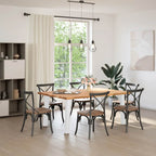 Eettafel Rechthoekig 180X120X74 Cm Massief Eikenhout Lichtbruin Wit