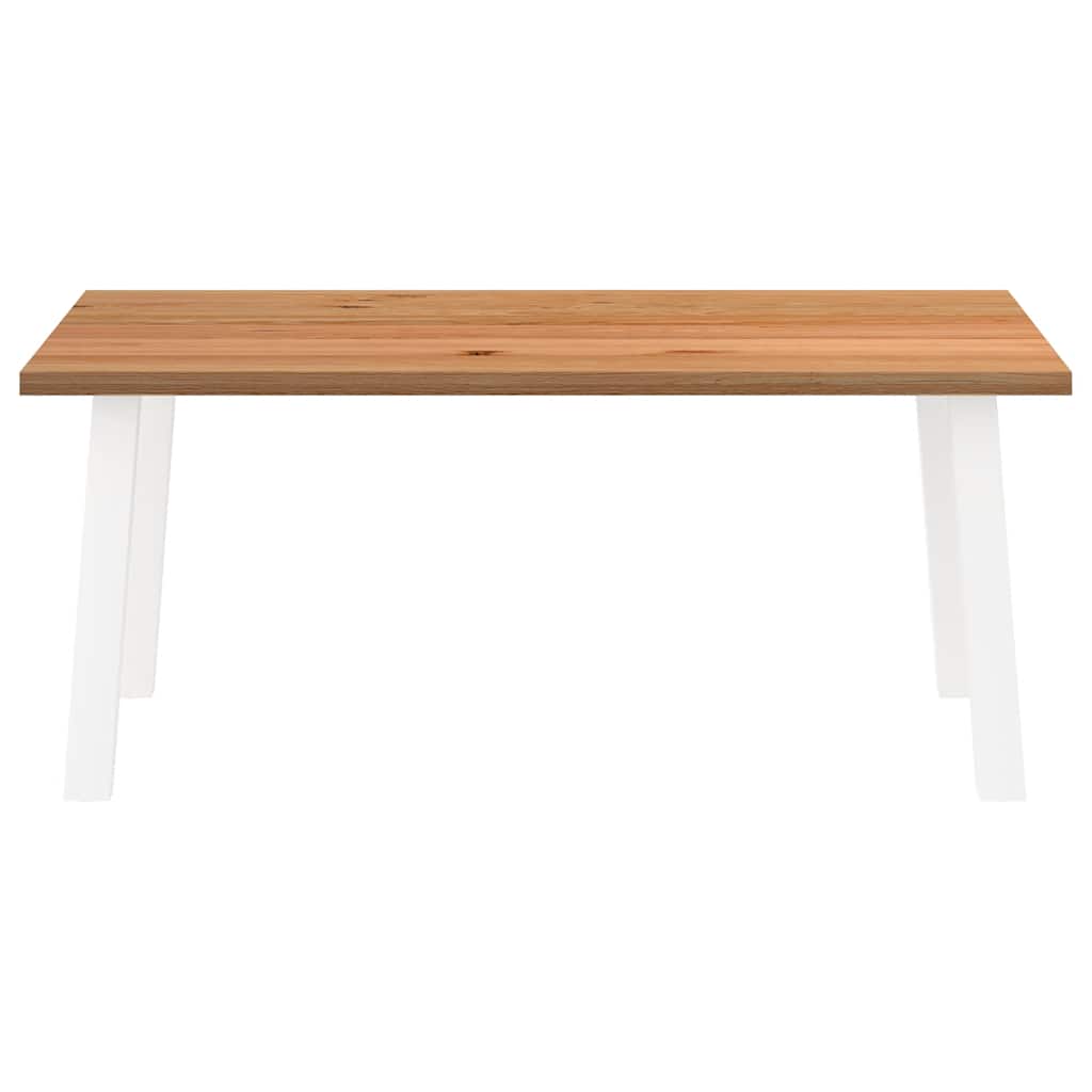 Eettafel Rechthoekig 180X120X74 Cm Massief Eikenhout Lichtbruin Wit
