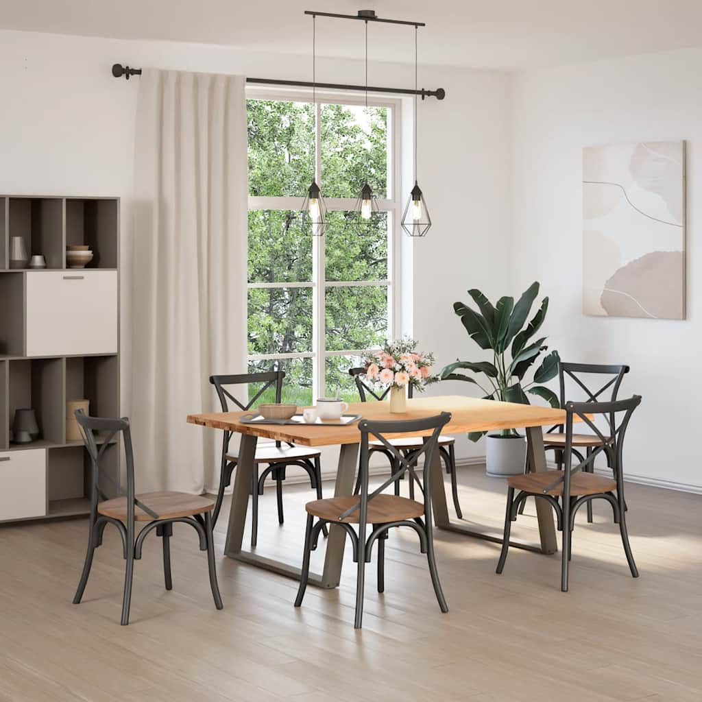 Eettafel Met Levende Rand 180X120X74 Cm Massief Eikenhout Rechthoekig Naturel