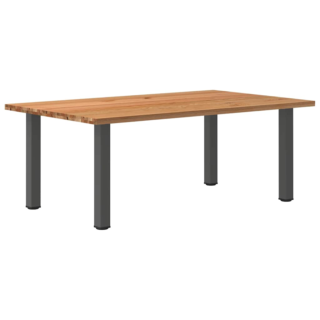Eettafel Rechthoekig 180X120X74 Cm Massief Eikenhout Lichtbruin Antraciet