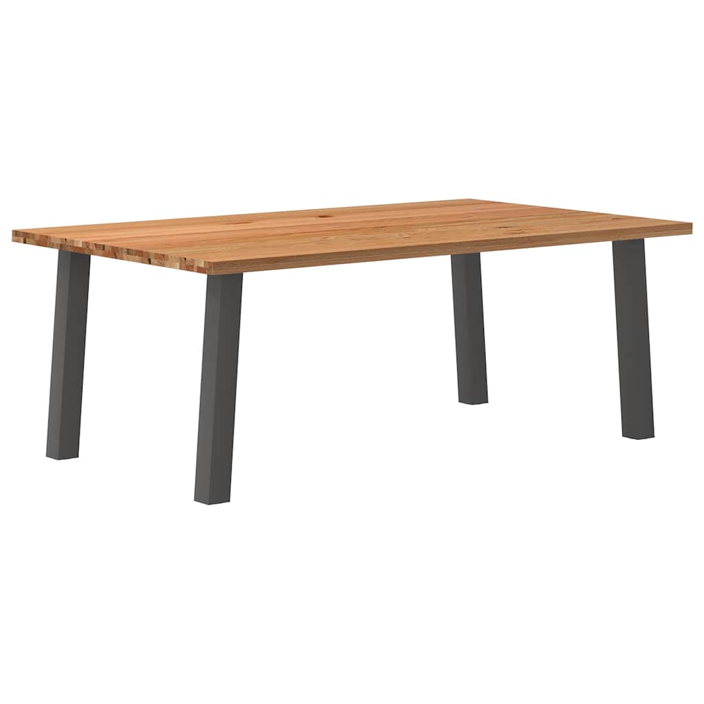 Eettafel Rechthoekig 180X120X74 Cm Massief Eikenhout Lichtbruin Antraciet