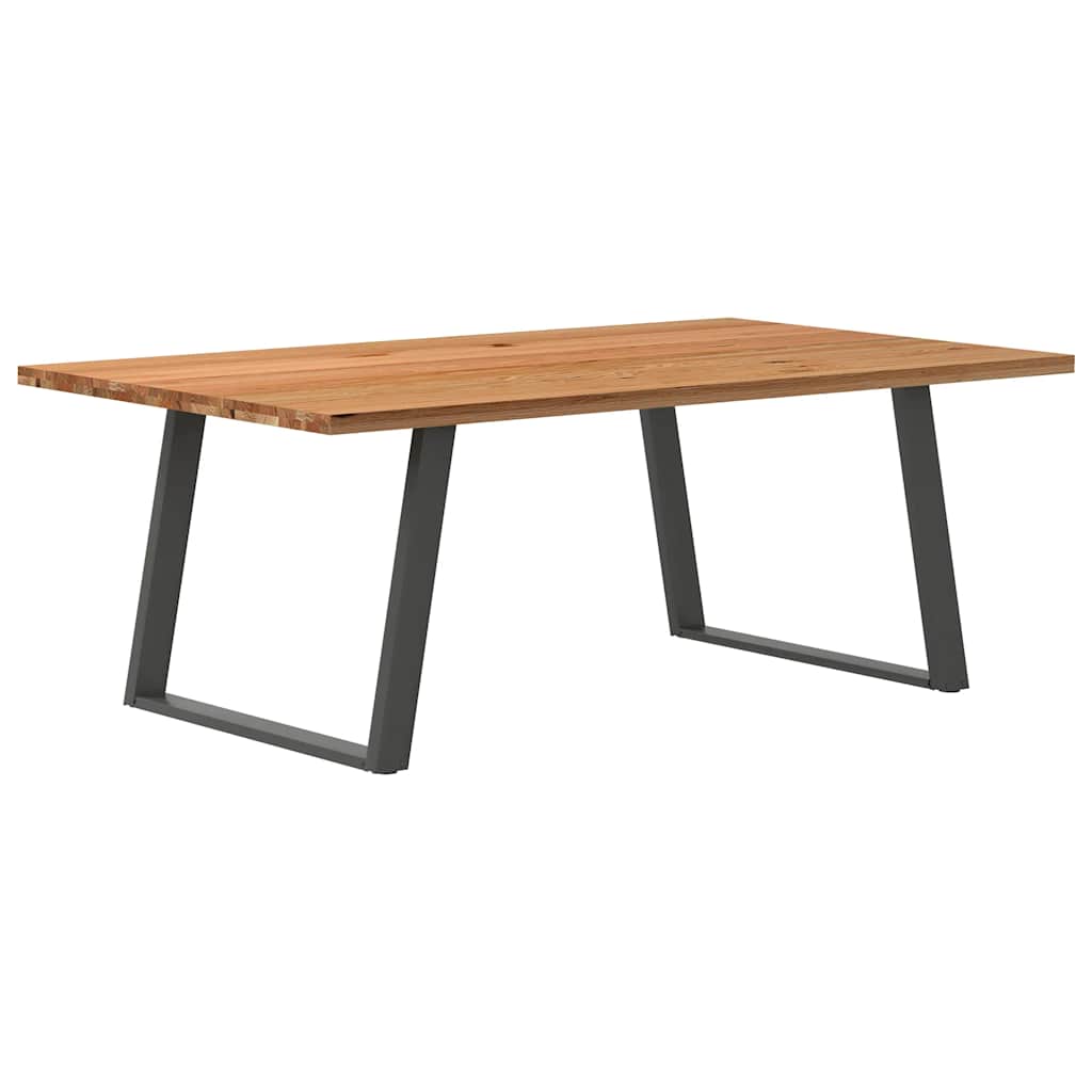 Eettafel Rechthoekig 180X120X74 Cm Massief Eikenhout Lichtbruin Antraciet