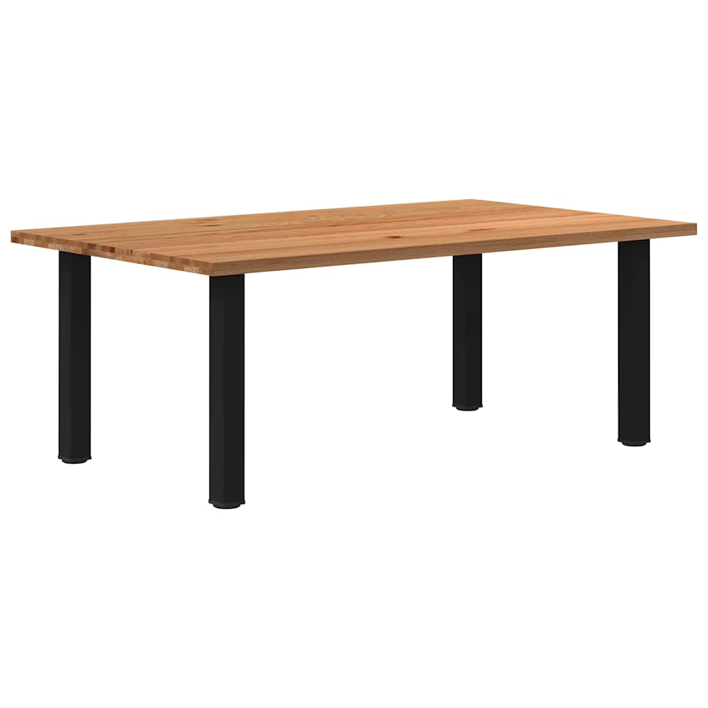 Eettafel Rechthoekig 180X120X74 Cm Massief Eikenhout Lichtbruin Zwart