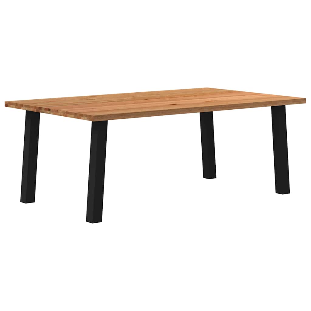 Eettafel Rechthoekig 180X120X74 Cm Massief Eikenhout Lichtbruin Zwart