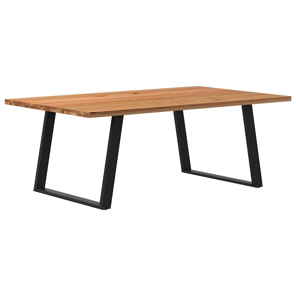 Eettafel Rechthoekig 180X120X74 Cm Massief Eikenhout Lichtbruin Zwart