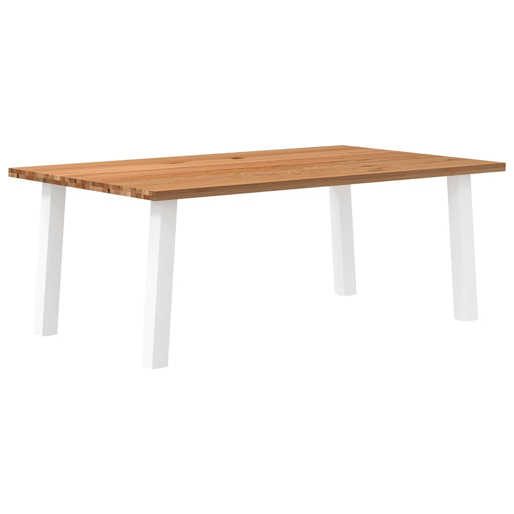 Eettafel Rechthoekig 180X120X74 Cm Massief Eikenhout Lichtbruin Wit