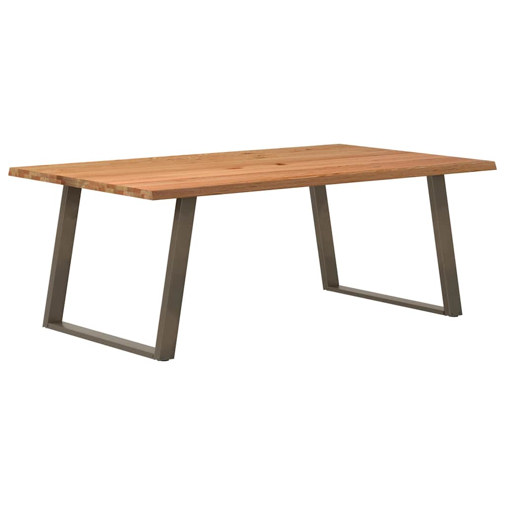 Eettafel Met Levende Rand 180X120X74 Cm Massief Eikenhout Rechthoekig Naturel