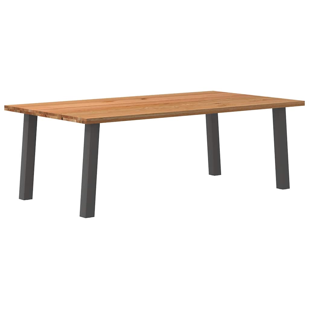 Eettafel Rechthoekig 180X120X74 Cm Massief Eikenhout Lichtbruin Antraciet