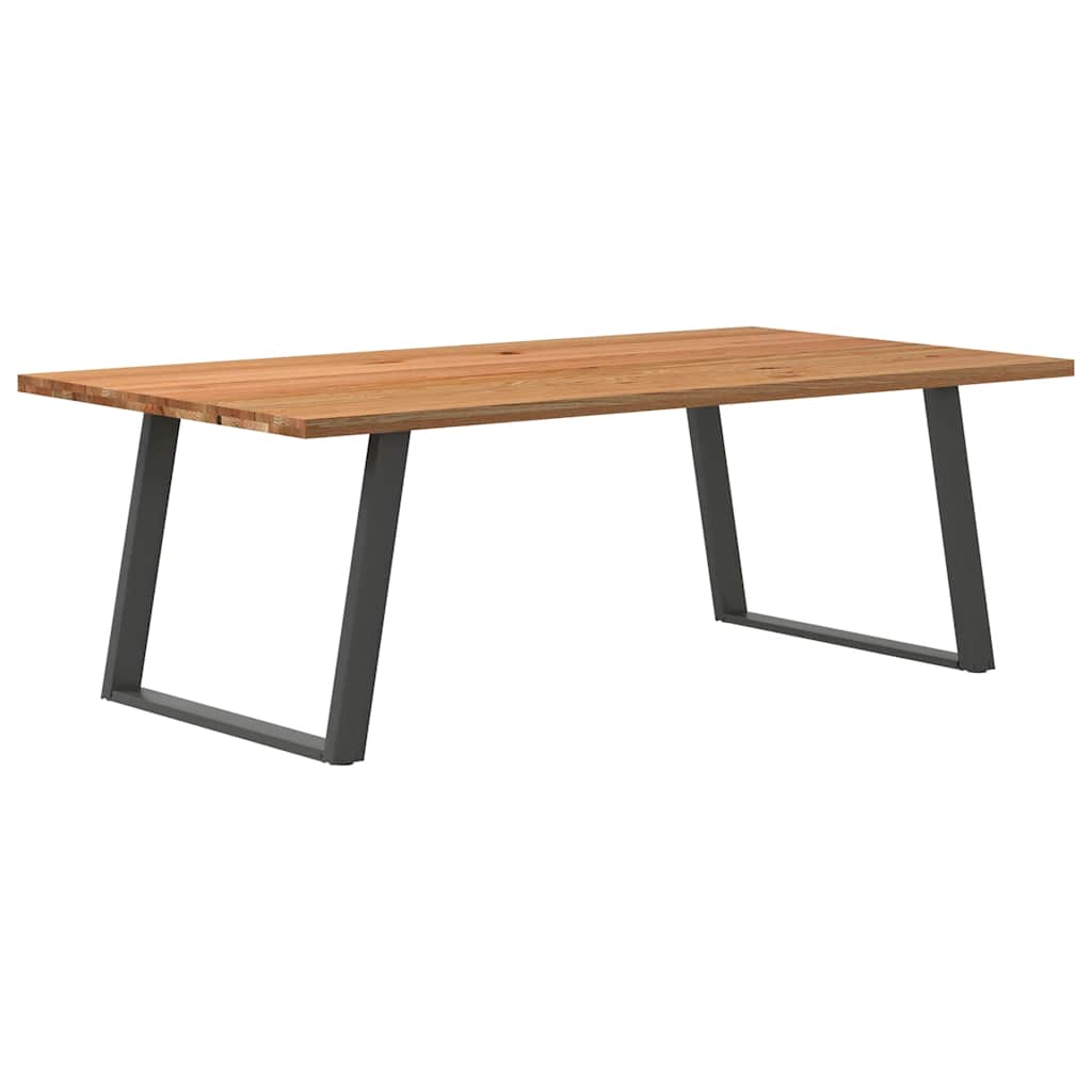 Eettafel Rechthoekig 180X120X74 Cm Massief Eikenhout Lichtbruin Antraciet