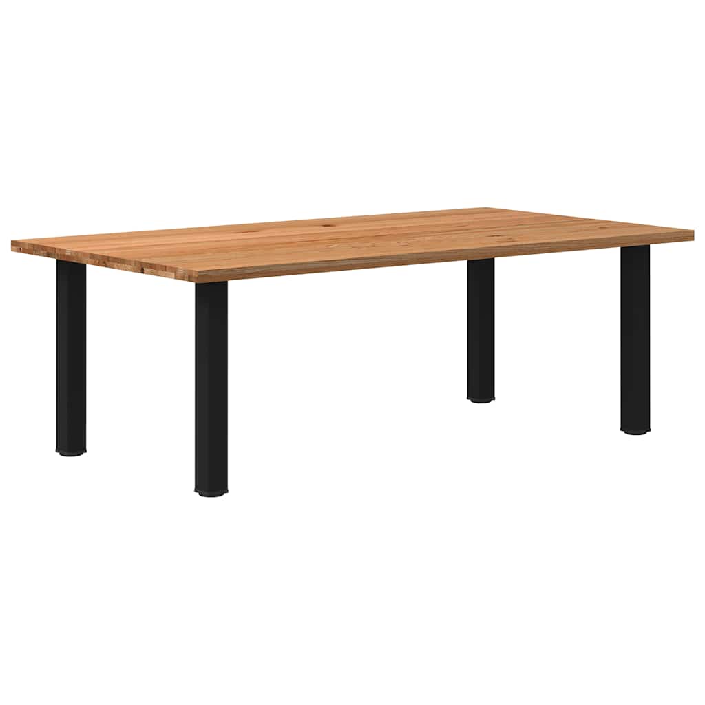 Eettafel Rechthoekig 180X120X74 Cm Massief Eikenhout Lichtbruin Zwart