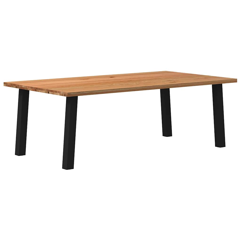 Eettafel Rechthoekig 180X120X74 Cm Massief Eikenhout Lichtbruin Zwart