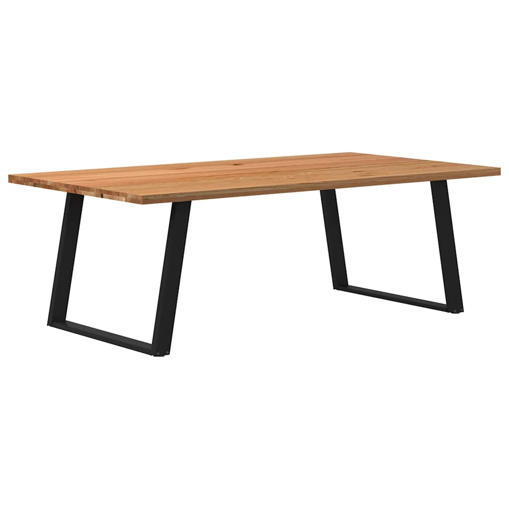 Eettafel Rechthoekig 180X120X74 Cm Massief Eikenhout Lichtbruin Zwart