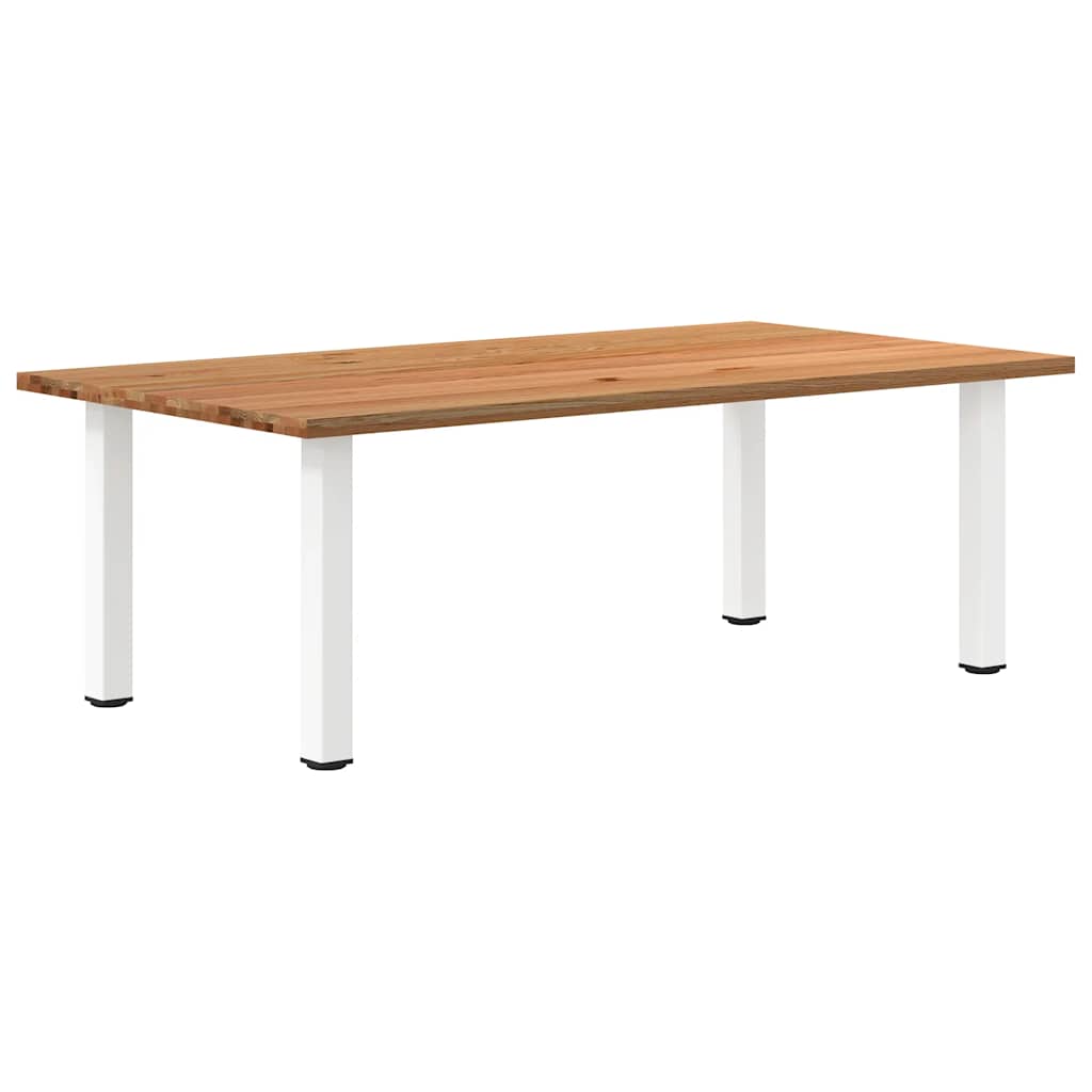 Eettafel Rechthoekig 180X120X74 Cm Massief Eikenhout Lichtbruin Wit