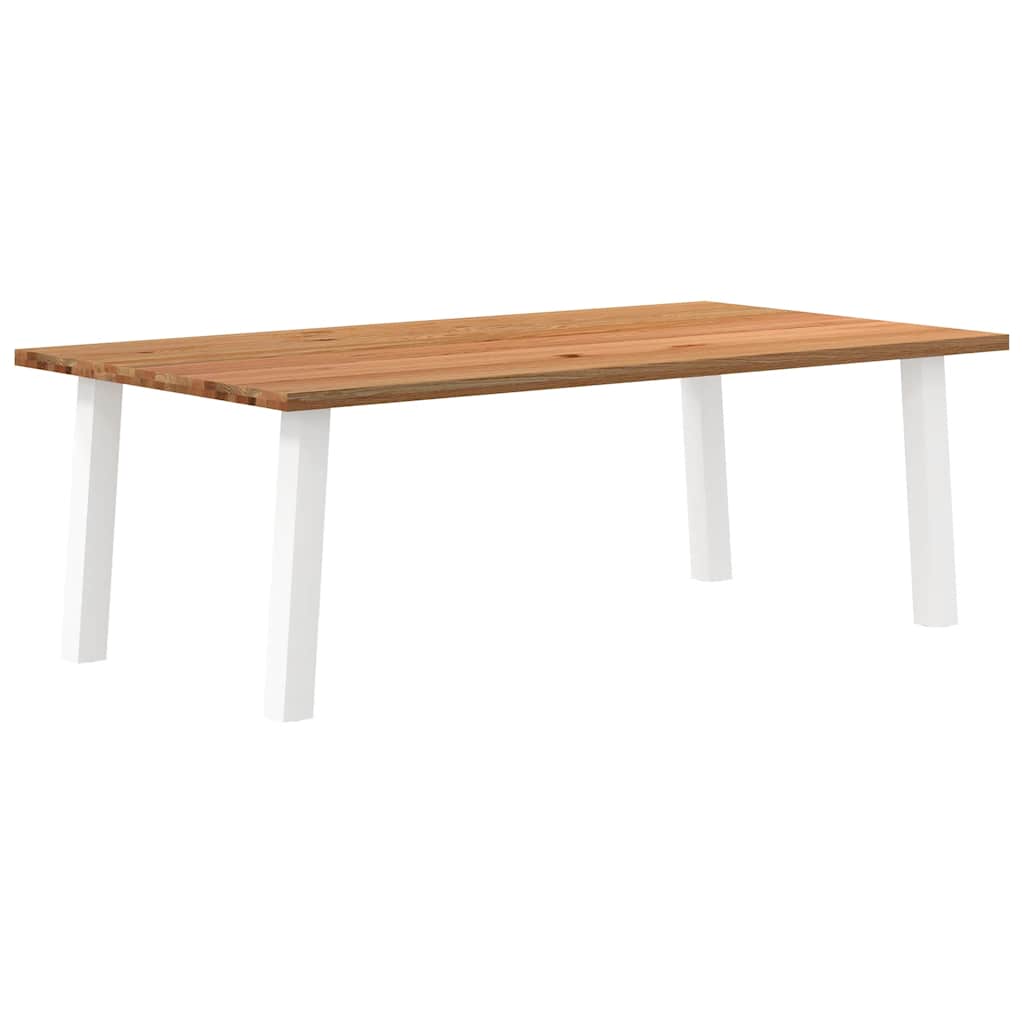 Eettafel Rechthoekig 180X120X74 Cm Massief Eikenhout Lichtbruin Wit