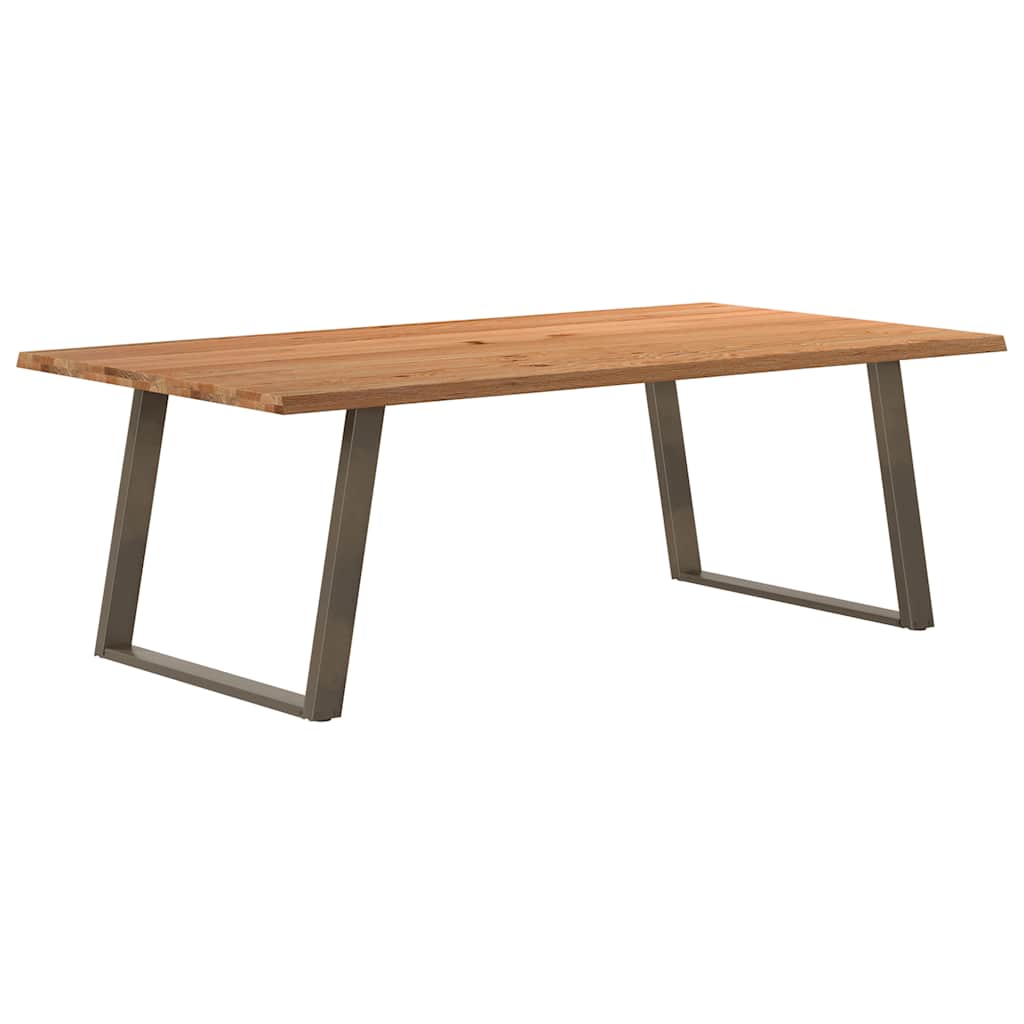Eettafel Met Levende Rand 180X120X74 Cm Massief Eikenhout Rechthoekig Naturel
