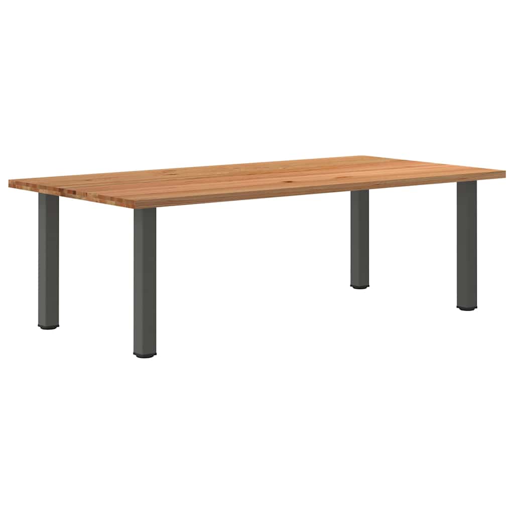 Eettafel Rechthoekig 180X120X74 Cm Massief Eikenhout Lichtbruin Antraciet