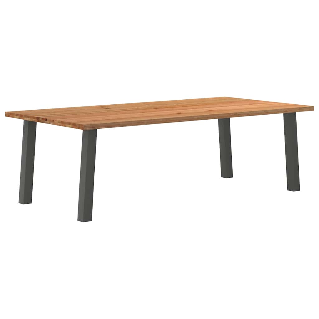 Eettafel Rechthoekig 180X120X74 Cm Massief Eikenhout Lichtbruin Antraciet