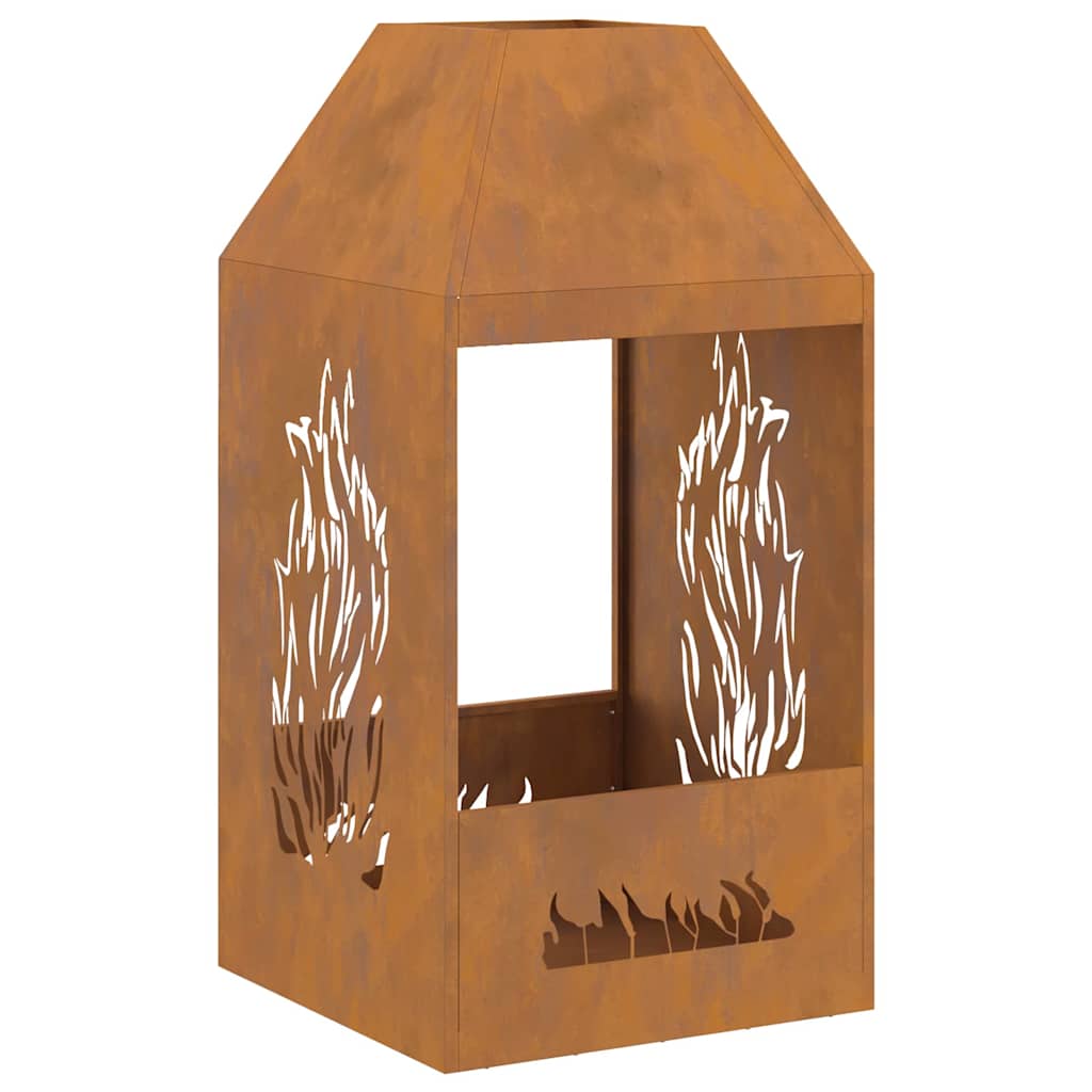 Vuurkorf Bruin 50 X 50 X 100 Cm Cortenstaal