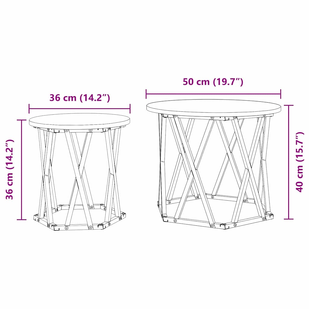 Bijzettafel 2 Pcs 50 X 50 X 40 Cm