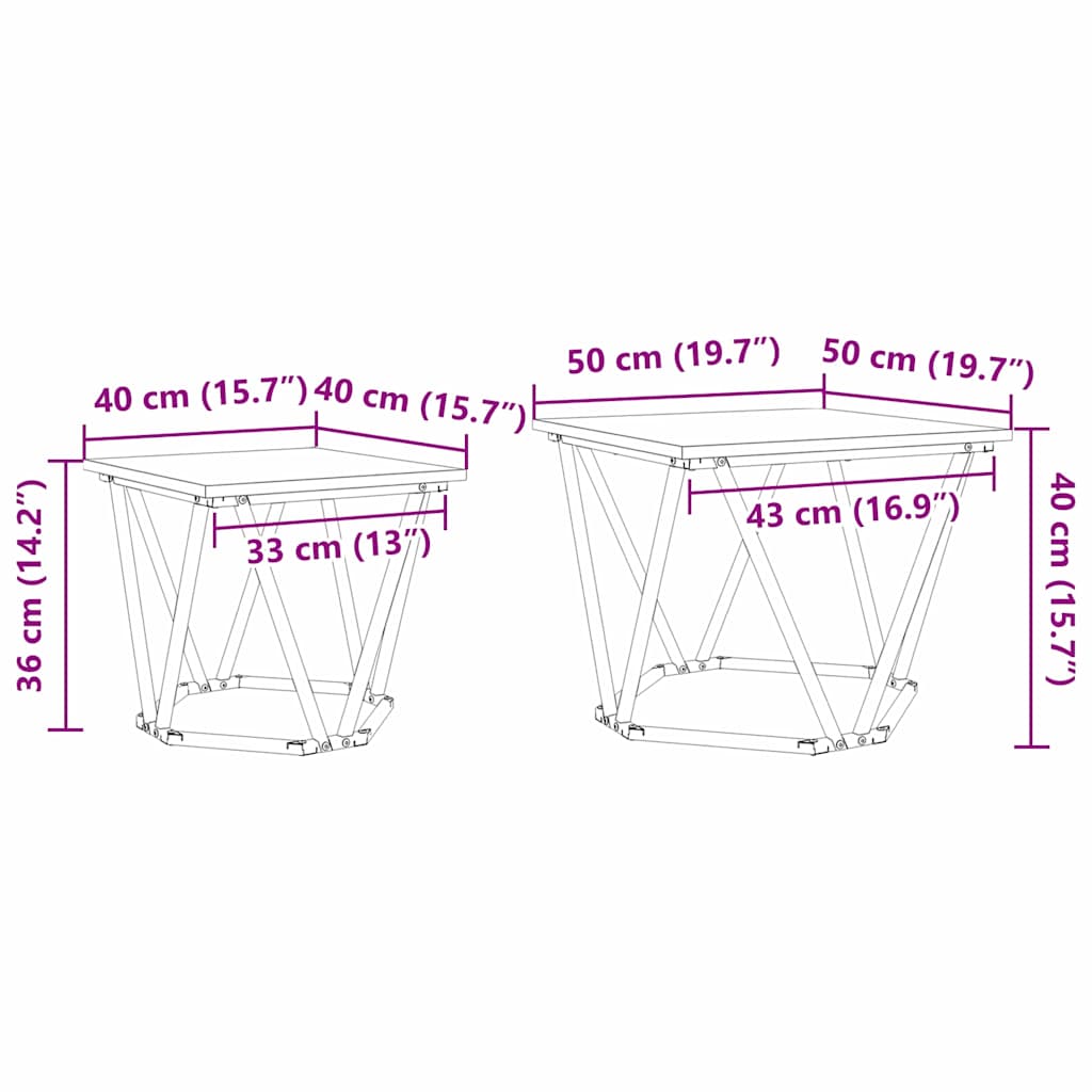 Bijzettafelset 2 Pcs 50 X 50 X 40 Cm