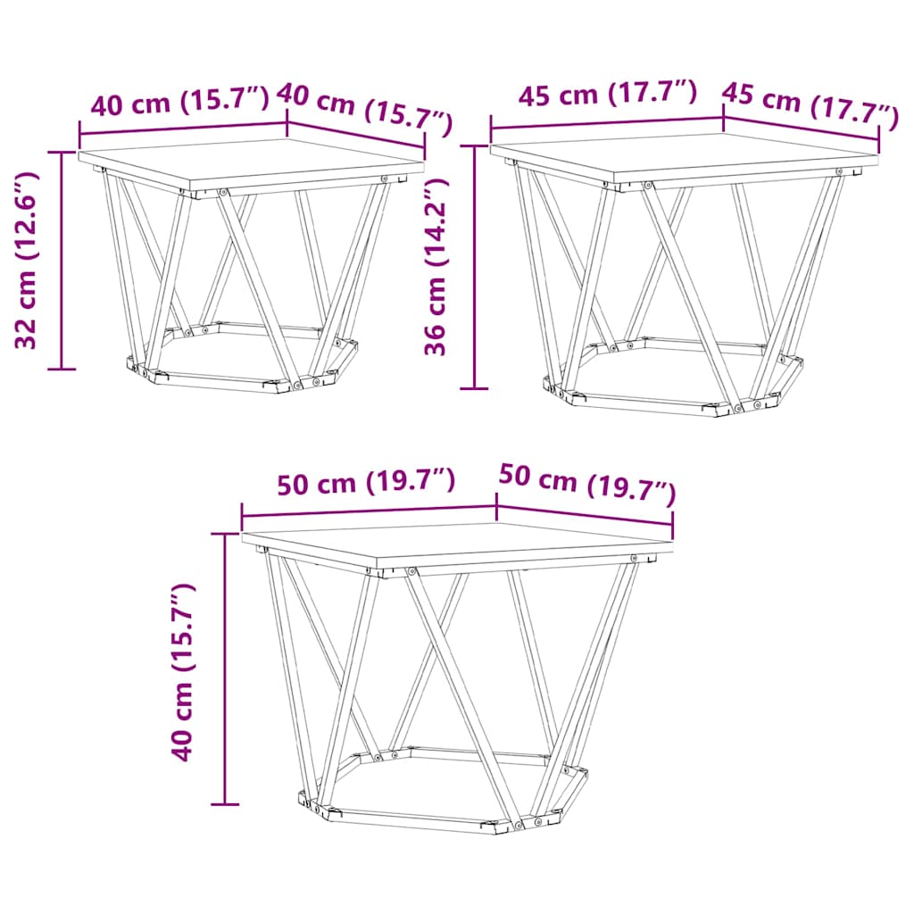 Salontafel 3 Pcs 50 X 50 X 40 Cm