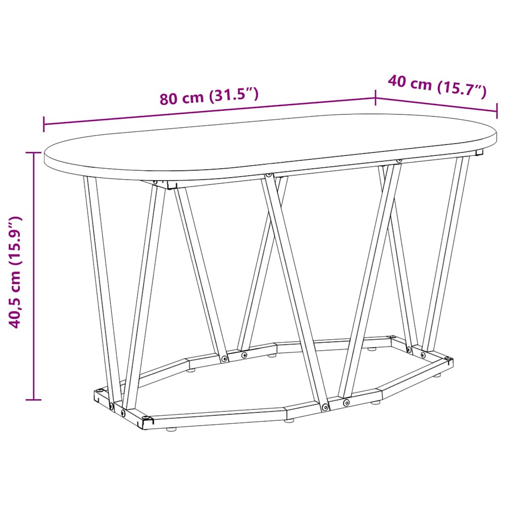 Salontafel 80 X 40 X 40,5 Cm Geperst Hout En Metaal