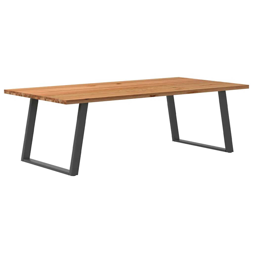 Eettafel Rechthoekig 180X120X74 Cm Massief Eikenhout Lichtbruin Antraciet