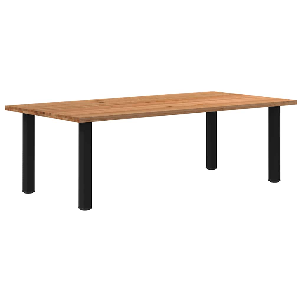Eettafel Rechthoekig 180X120X74 Cm Massief Eikenhout Lichtbruin Zwart