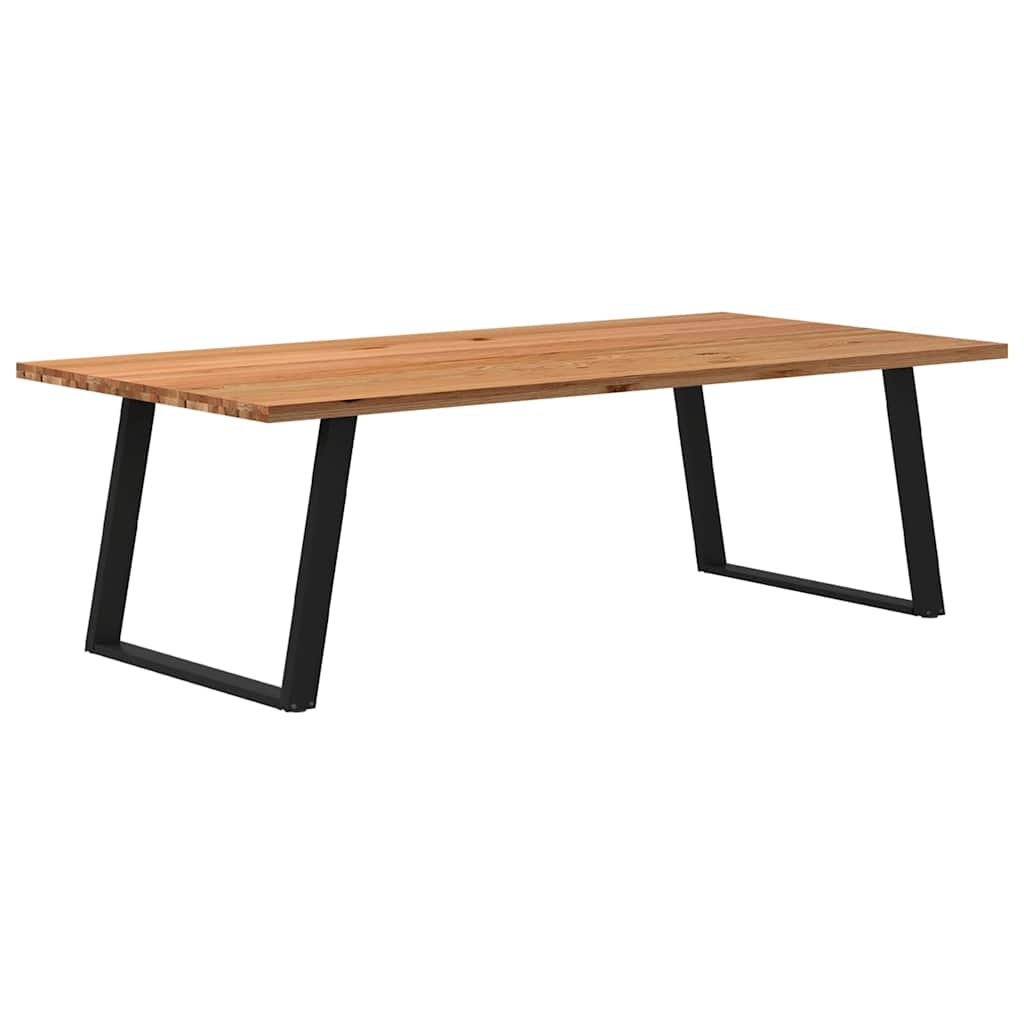 Eettafel Rechthoekig 180X120X74 Cm Massief Eikenhout Lichtbruin Zwart