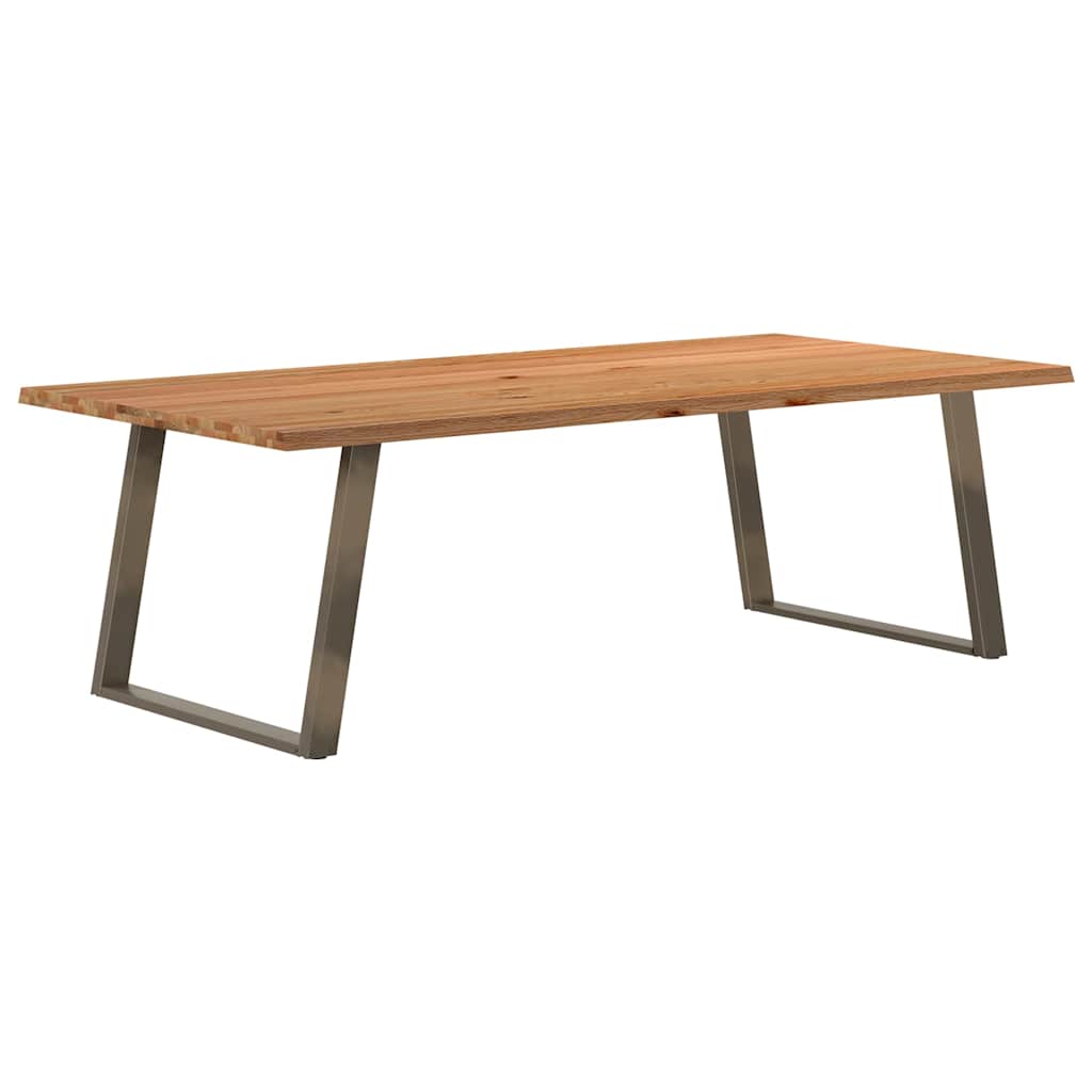 Eettafel Met Levende Rand 180X120X74 Cm Massief Eikenhout Rechthoekig Naturel