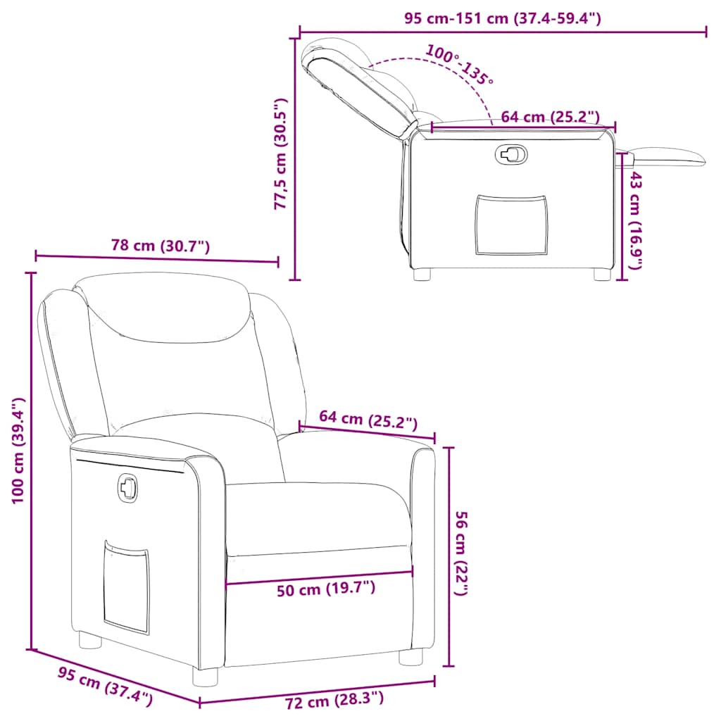 Fauteuil Verstelbaar Stof Bruin