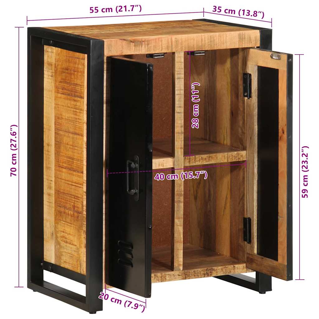 Dressoir 55X35X70 Cm Massief Ruw Mangohout