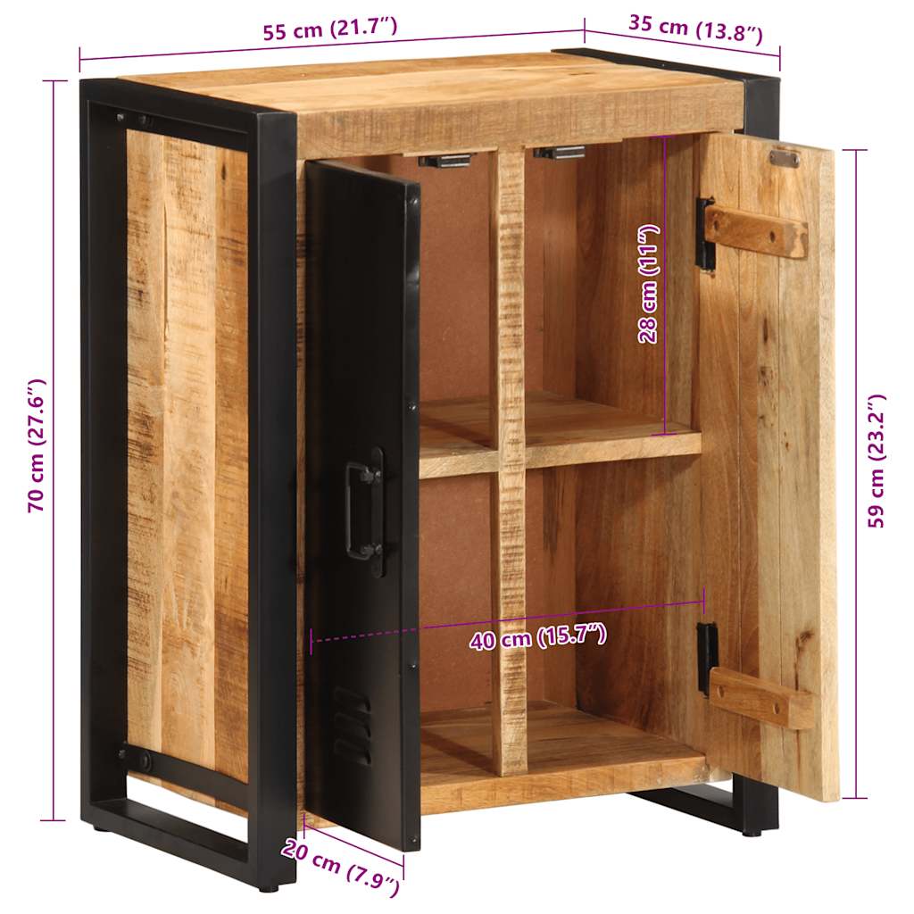 Dressoir 55X35X70 Cm Massief Ruw Mangohout