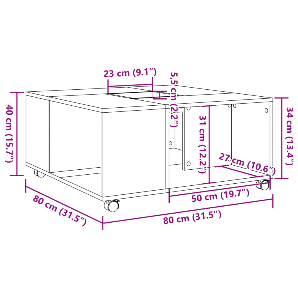 Salontafel 80X80X40 Cm Bewerkt Hout