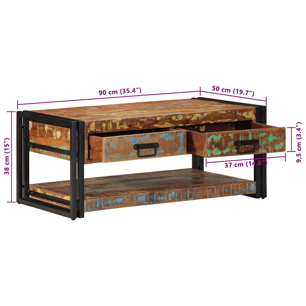 Salontafel 90X50X38 Cm Meerkleurig