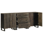 3-Delige Dressoirs 60X33X75 Cm Massief Mangohout Zwart