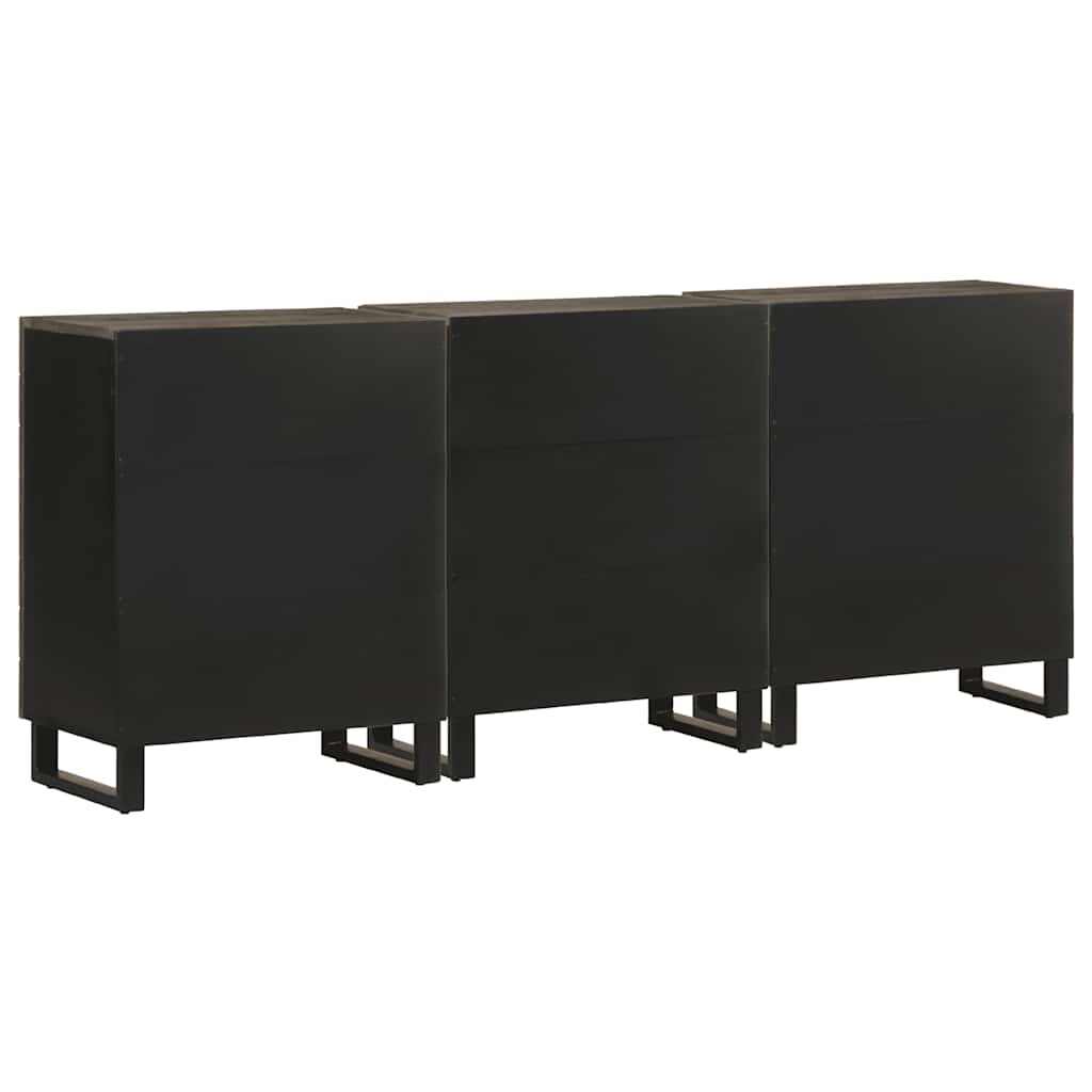 3-Delige Dressoirs 60X33X75 Cm Massief Mangohout Zwart