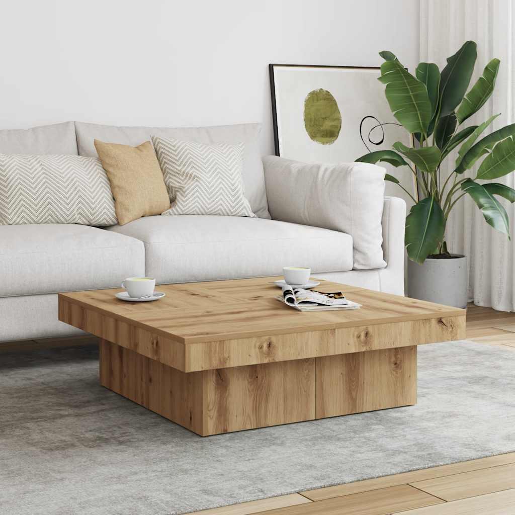Salontafel 90X90X28 Cm Bewerkt Hout