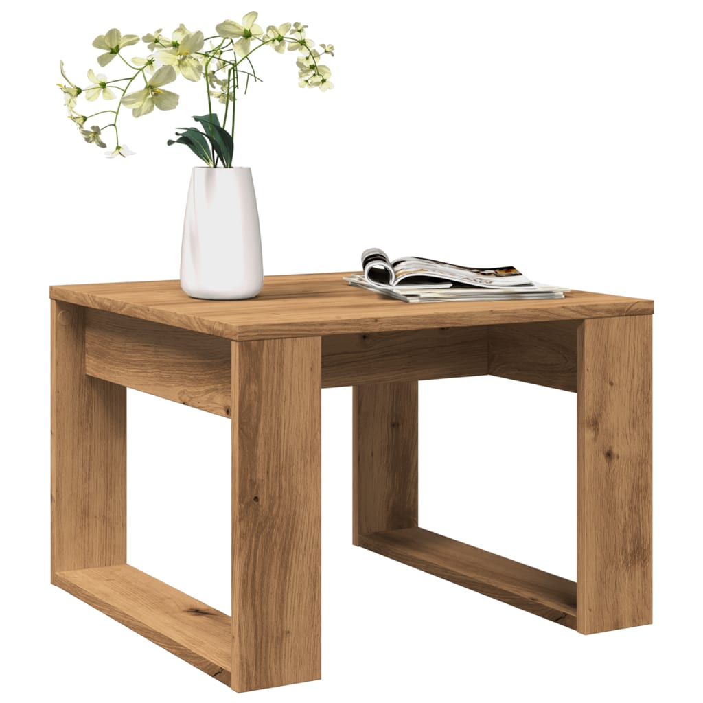 Bijzettafel 50X50X35 Cm Bewerkt Hout Kleurig