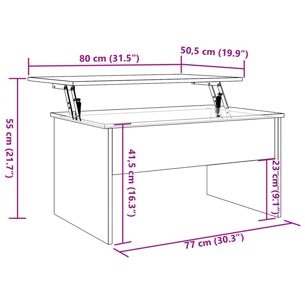 Salontafel 80X50,5X41,5 Cm Bewerkt Hout Kleurig