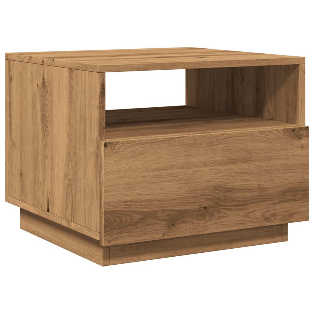 Salontafel Met Led-Verlichting 50X49X40 Cm Artisan Eikenkleurig