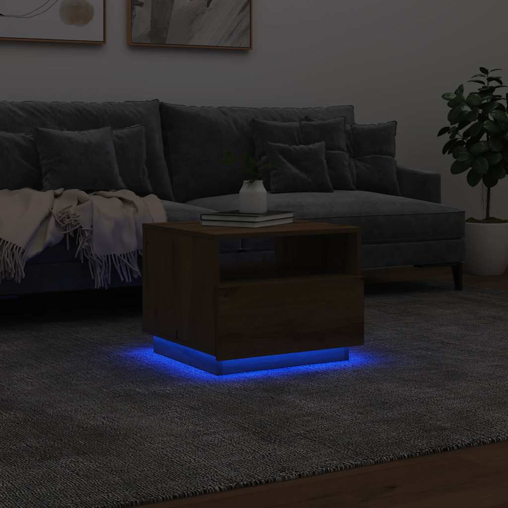 Salontafel Met Led-Verlichting 50X49X40 Cm Artisan Eikenkleurig