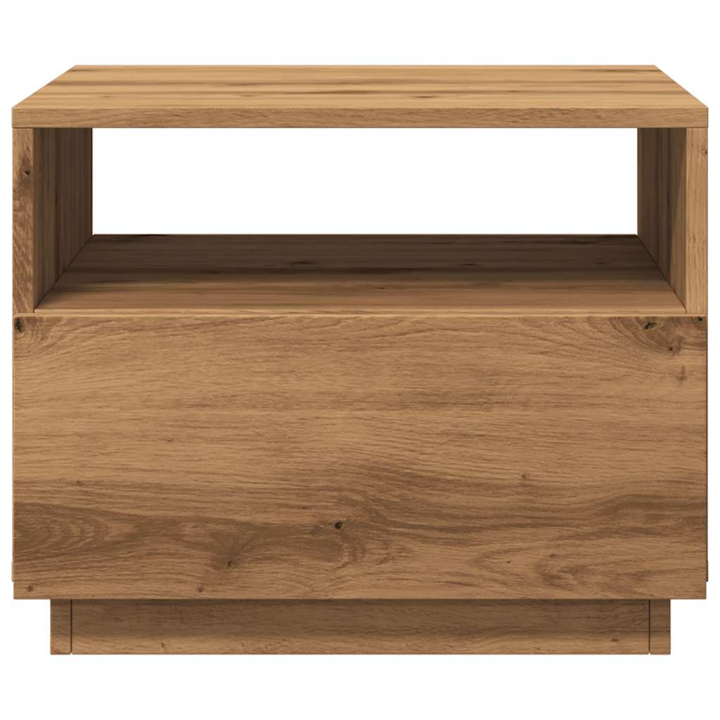 Salontafel Met Led-Verlichting 50X49X40 Cm Artisan Eikenkleurig